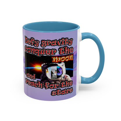 defy conquer reach - Accent Mug (light blue-pink wave)