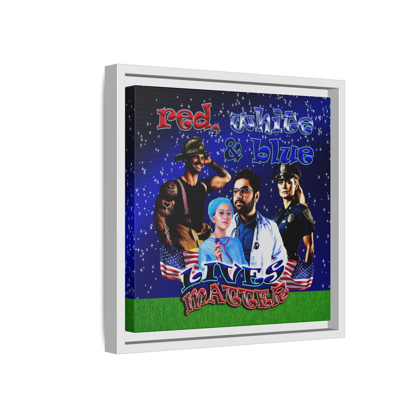 rw&b lives matter - framed canvas art ('snoops' background)