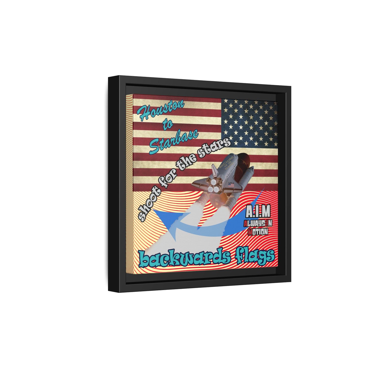 shoot for the stars - framed canvas art (yellow-orange wave)