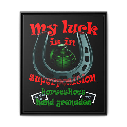 my luck - framed canvas art (black)