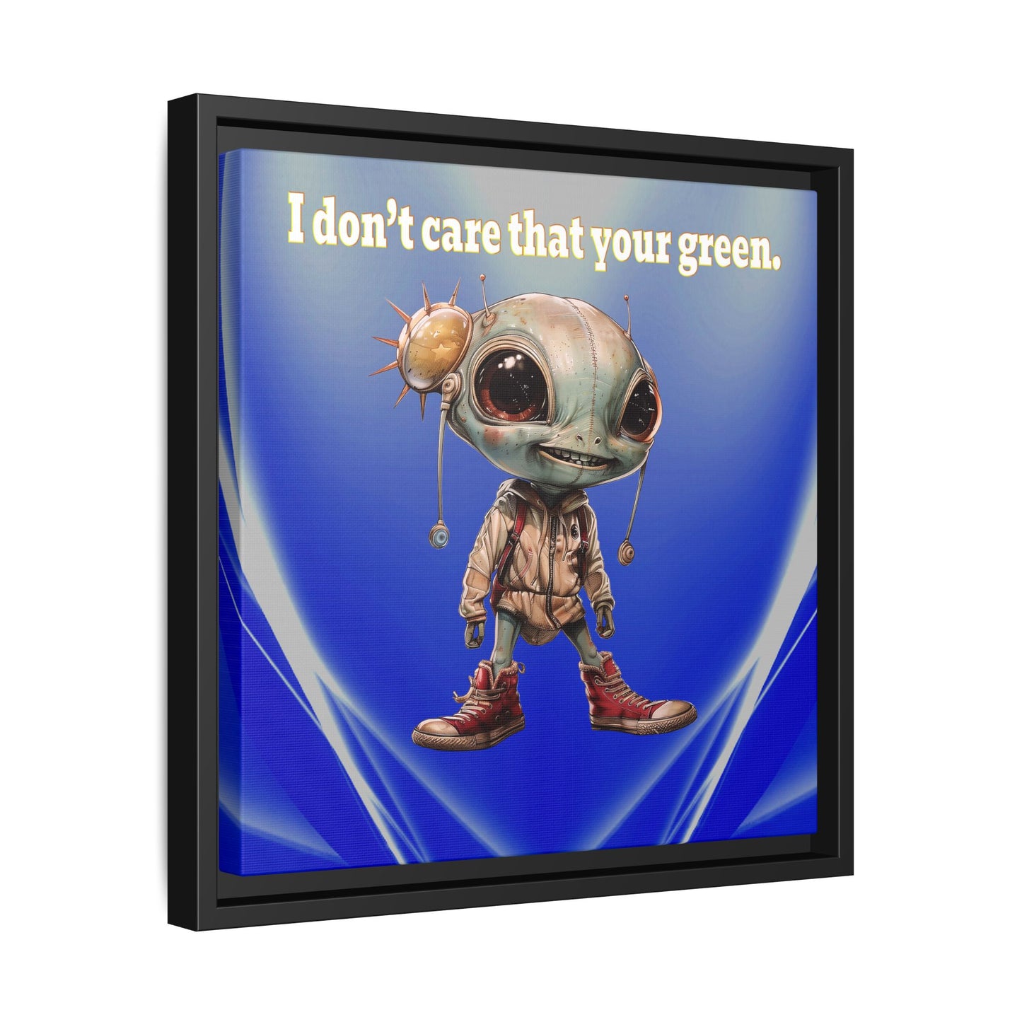 I don't care that your green - framed canvas art (blue-white wave)