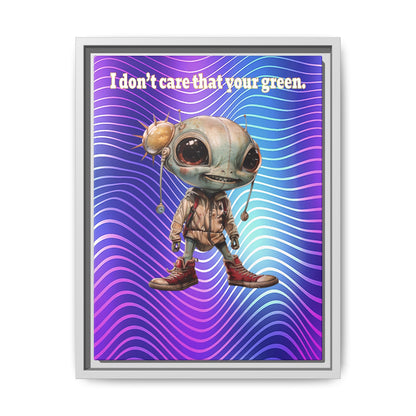 I don't care that your green - framed canvas art (purple wave)