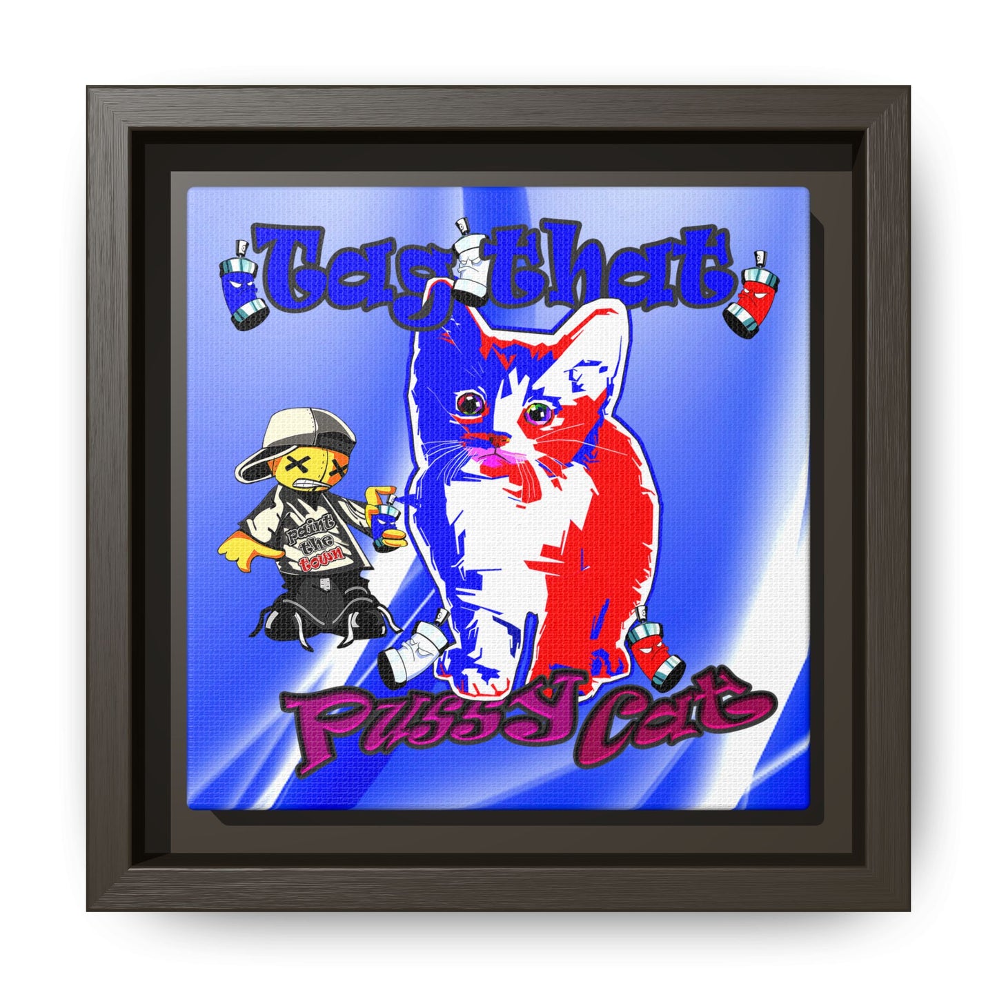 tag that - framed canvas art (blue-white wave)