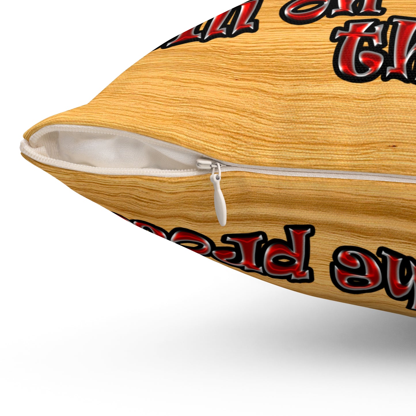 schrodinger's cat - Spun Polyester Square Pillow - (butterscotch wood finish)