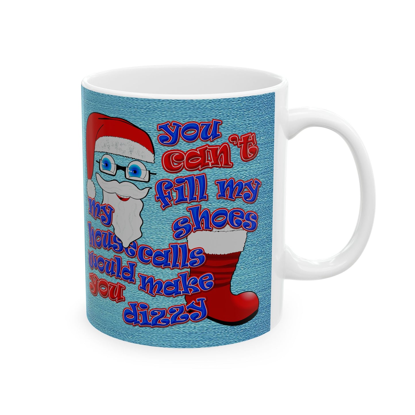 santa's shoes - White Mug (faded dark blue)