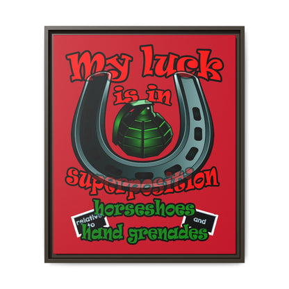 my luck - framed canvas art (dark red)