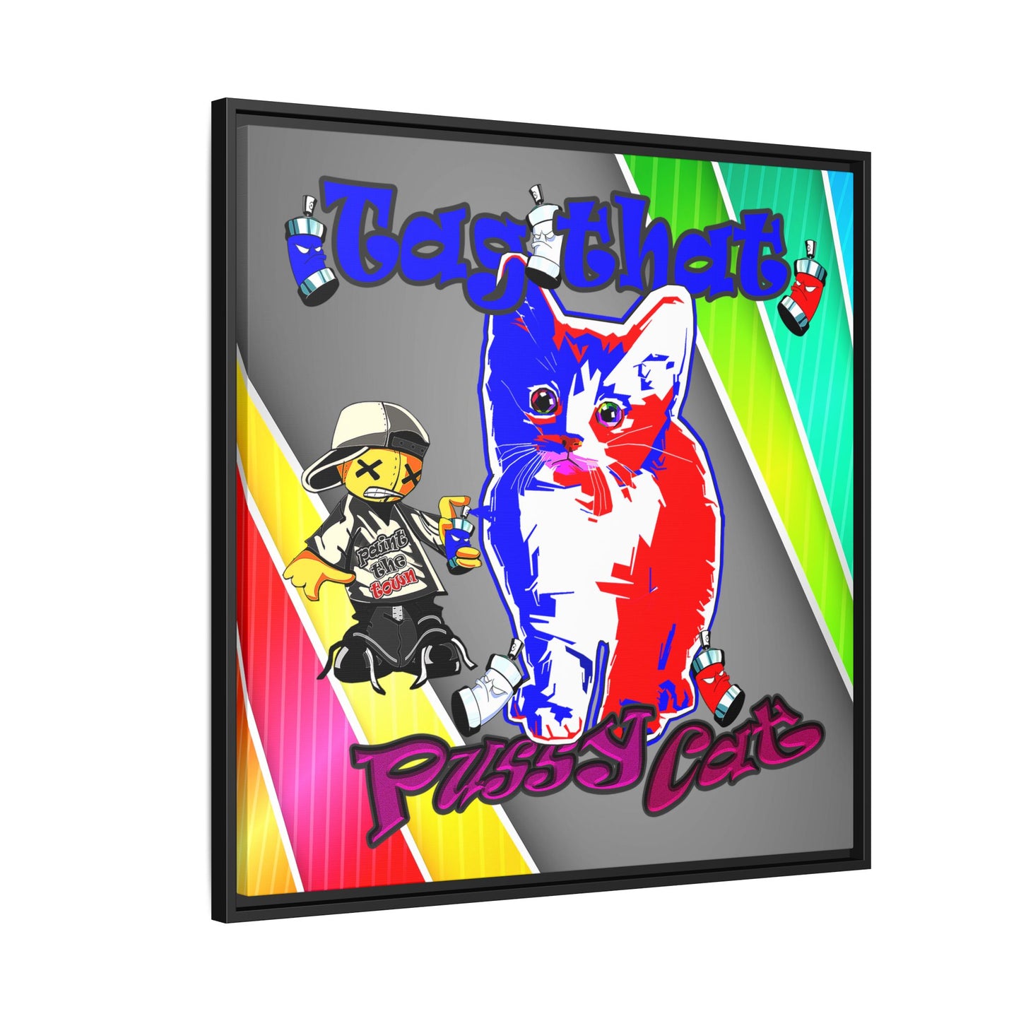 tag that - framed canvas art (rainbow split)
