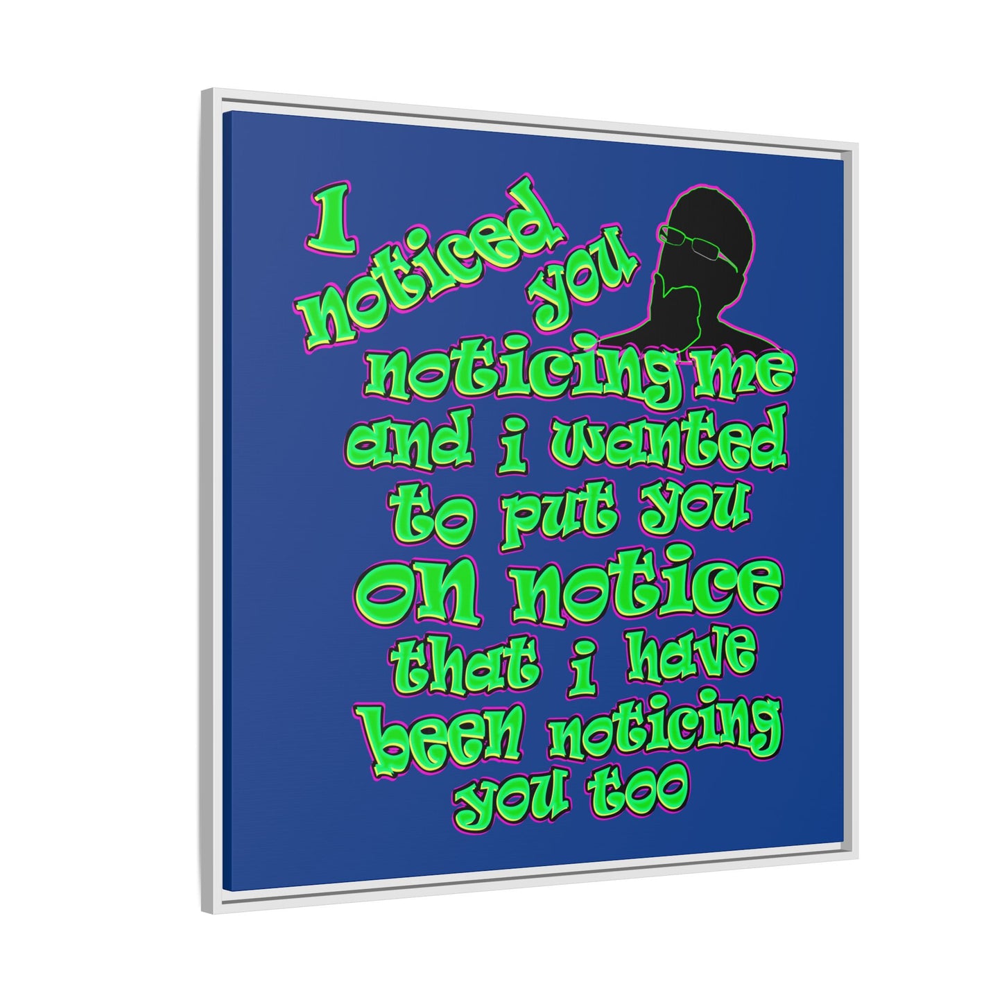 noticed you noticing - framed canvas art (dark blue)