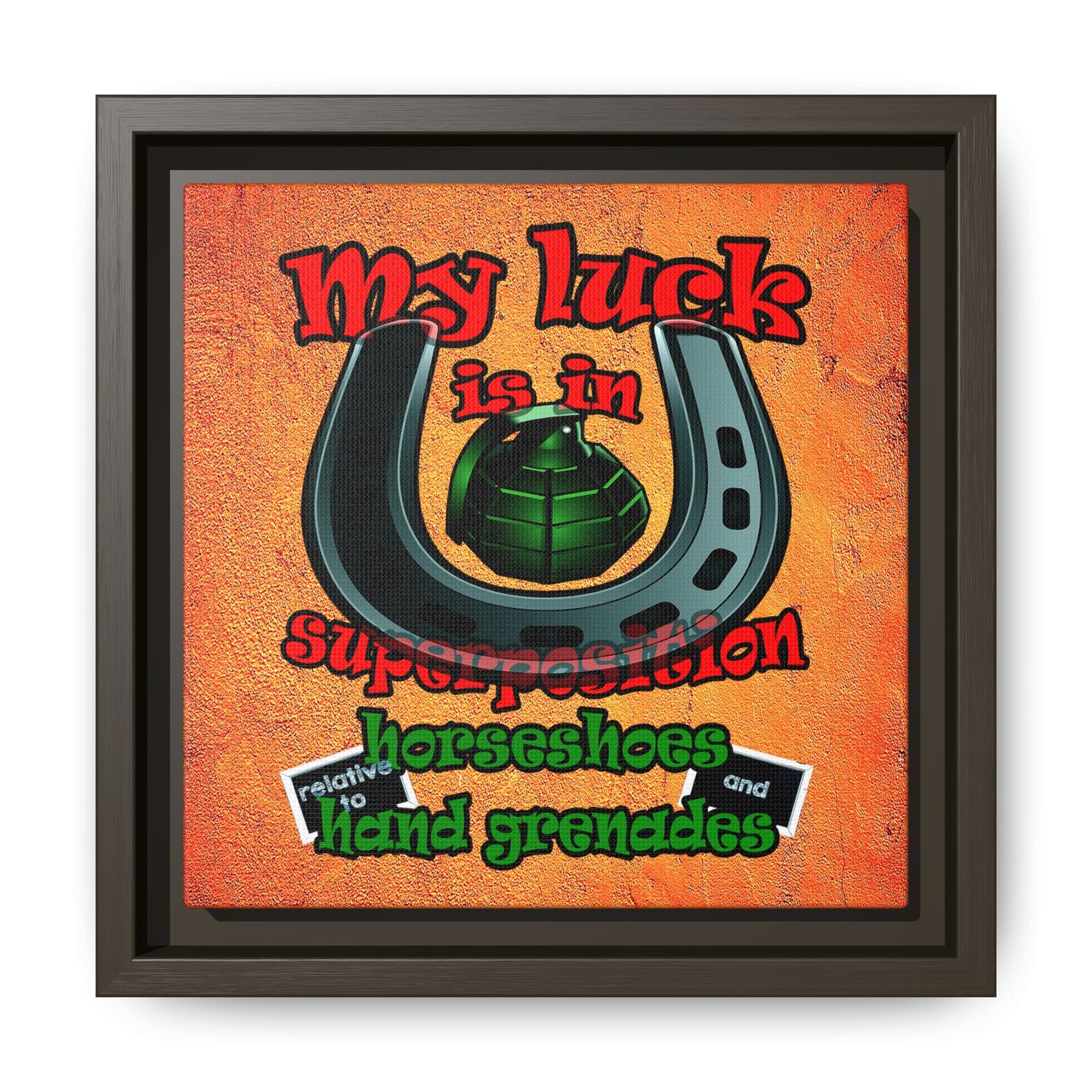 my luck - framed canvas art (burnt orange)