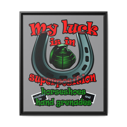 my luck - framed canvas art (grey)