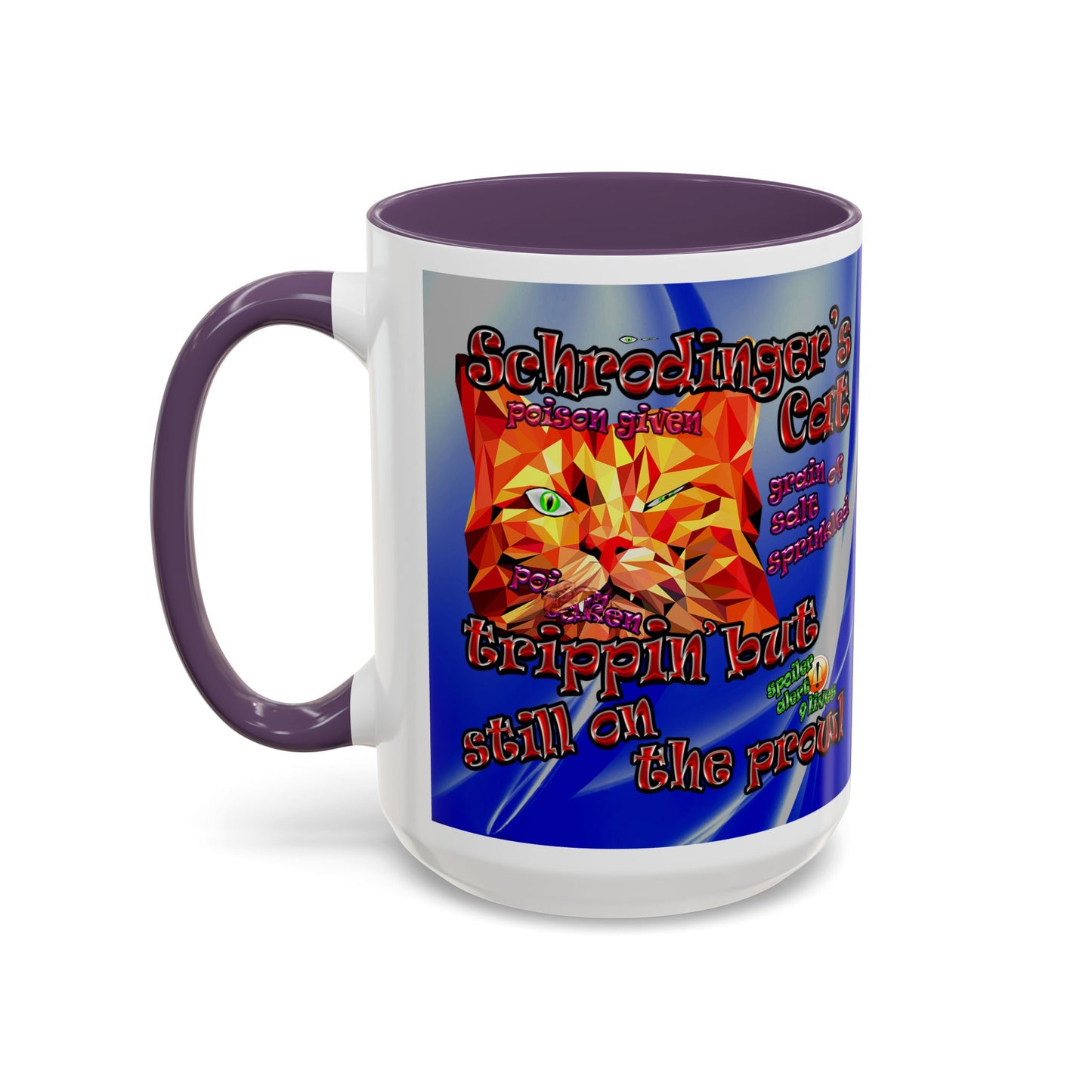schrodinger's cat - Accent Mug (blue-white wave)
