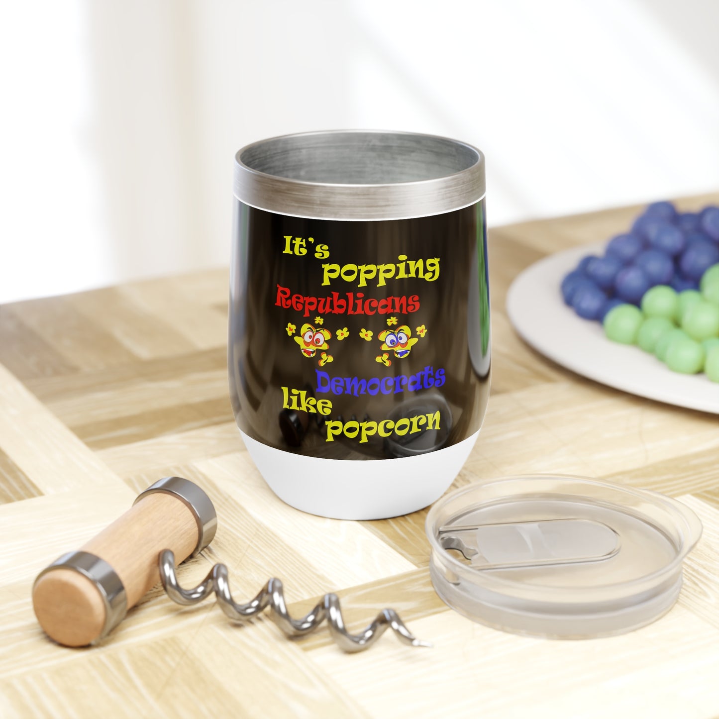 popping like popcorn - Chill Wine Tumbler (black)