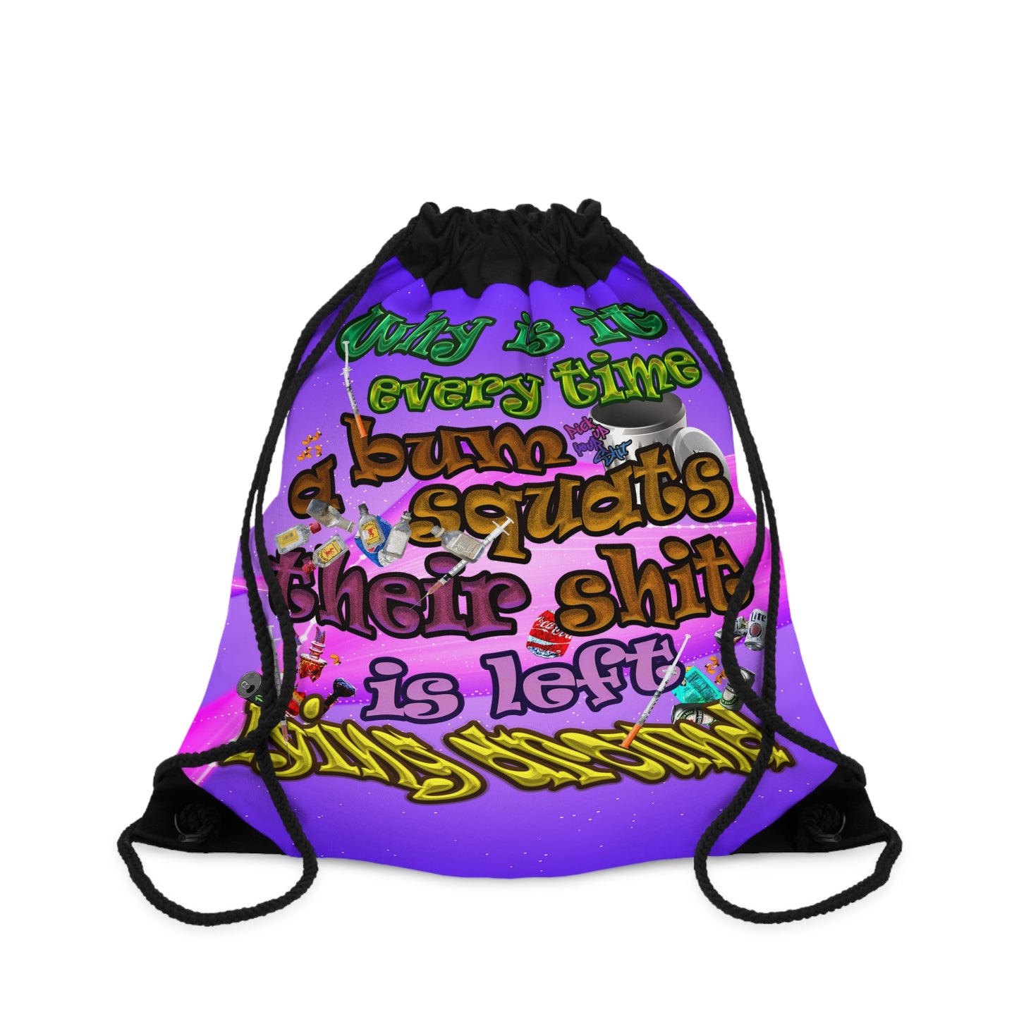 the bum's shit - Drawstring Bag (purple-pink wave)