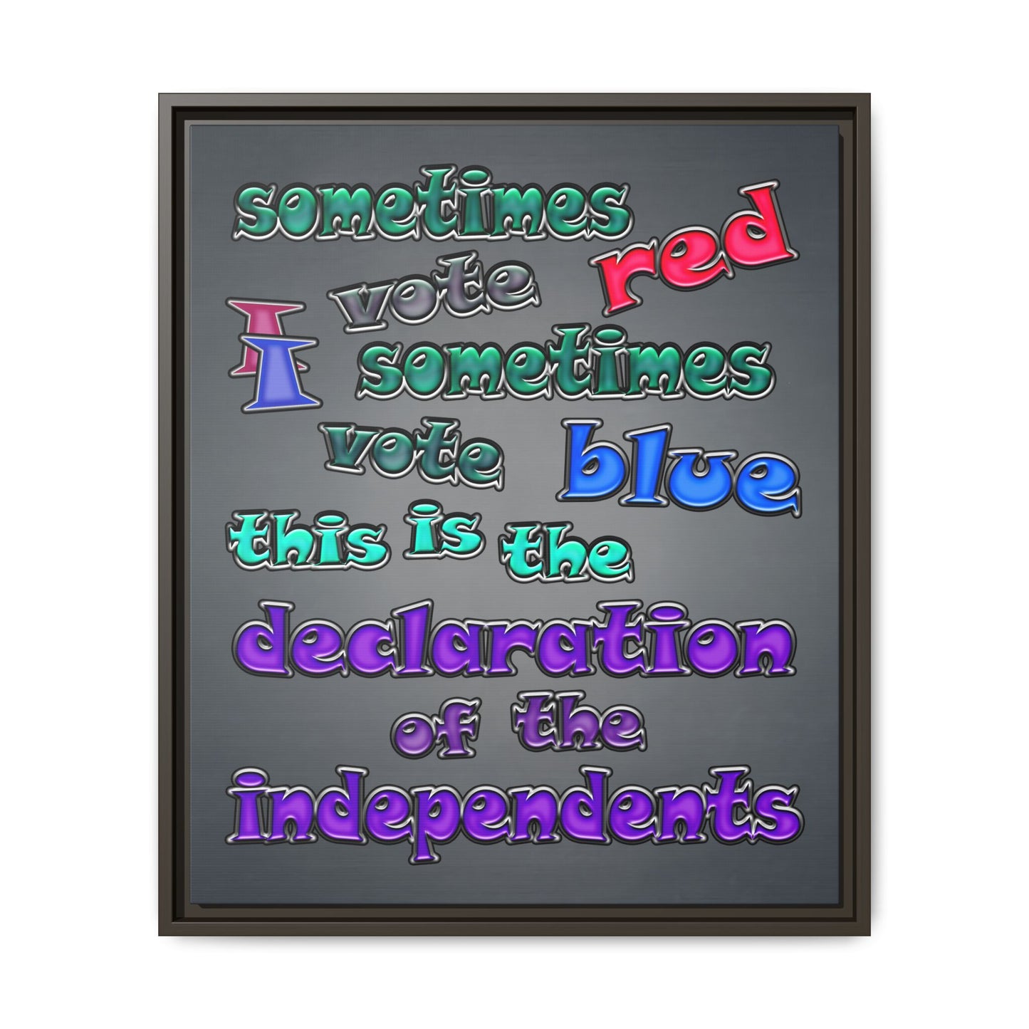 declaration of the independents - framed canvas art (grey-light grey)