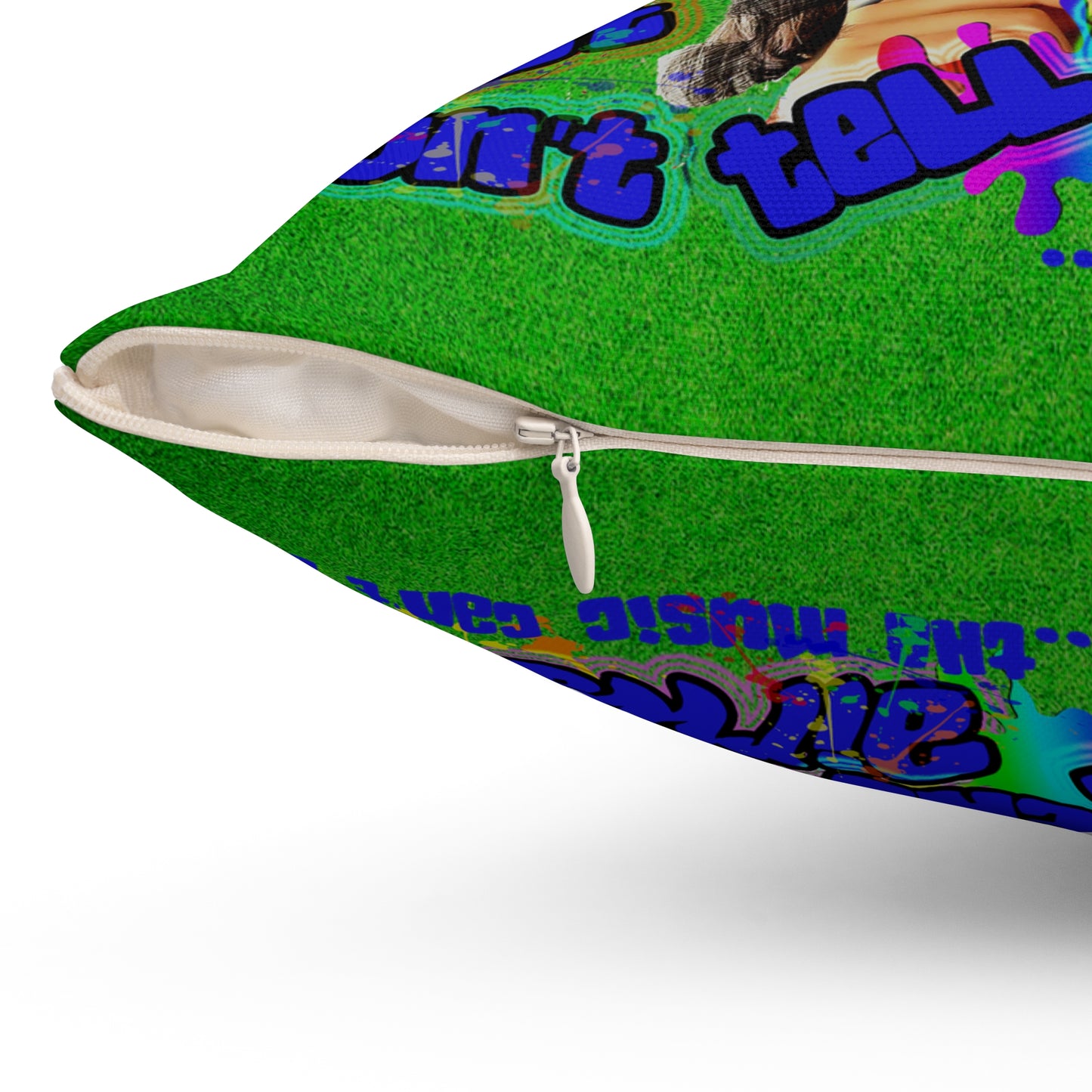 drop the beat - Spun Polyester Square Pillow - (green turf)
