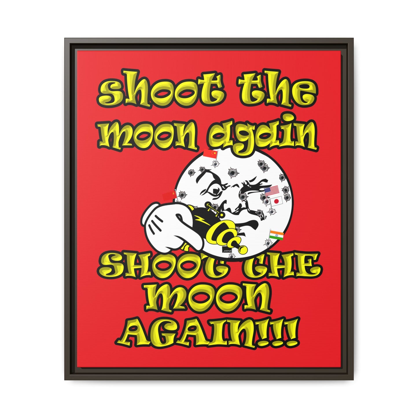 shoot the moon again - framed canvas art (red)
