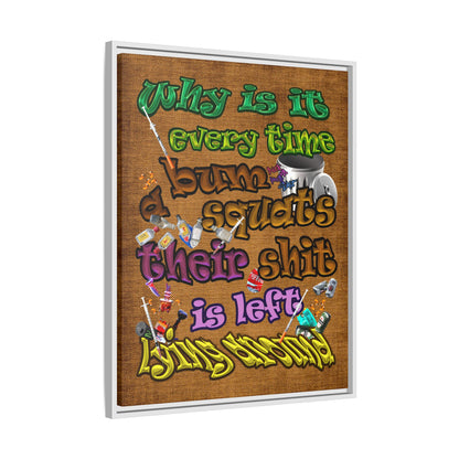 the bum's shit - framed canvas art (brown papyrus)