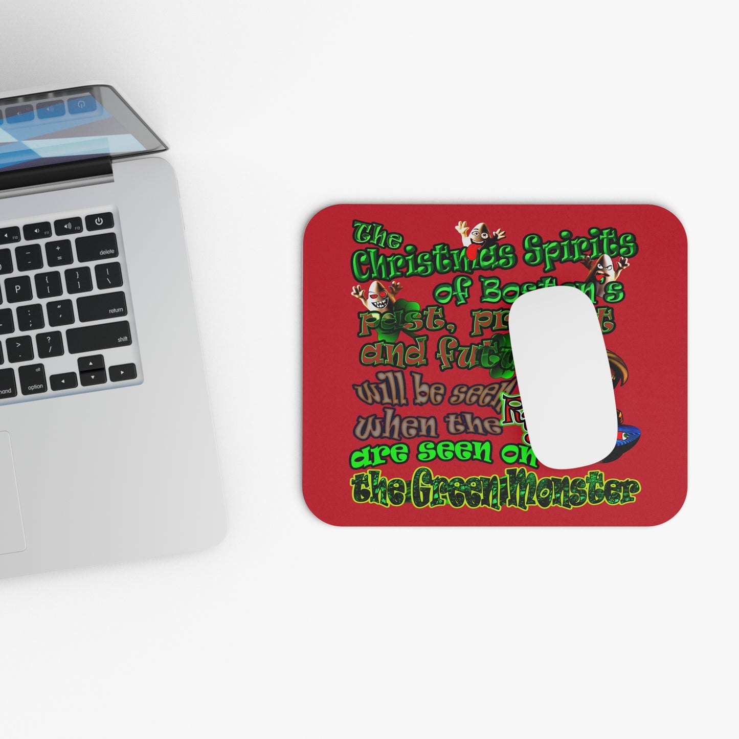 christmas spirits of boston - Mouse Pad (Rectangle) (dark red)