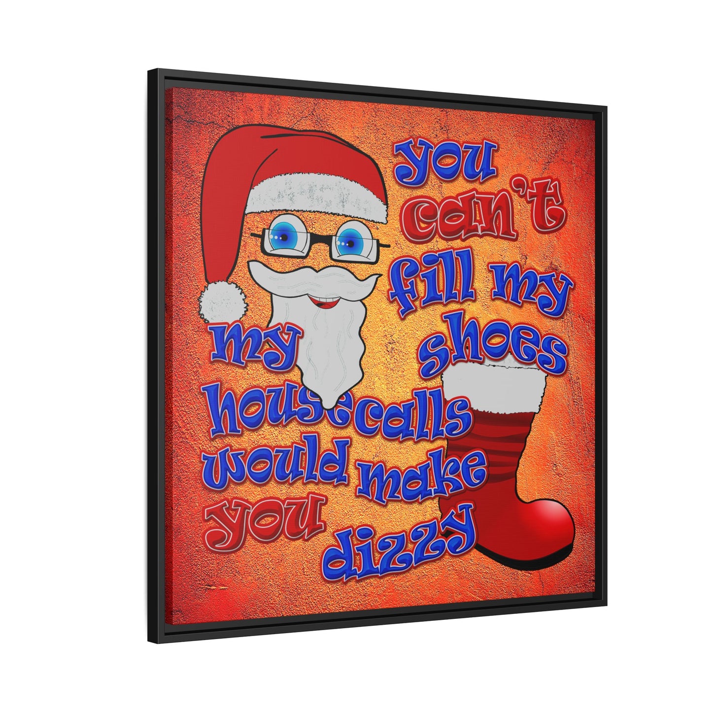 santa's shoes - framed canvas art (burnt orange)