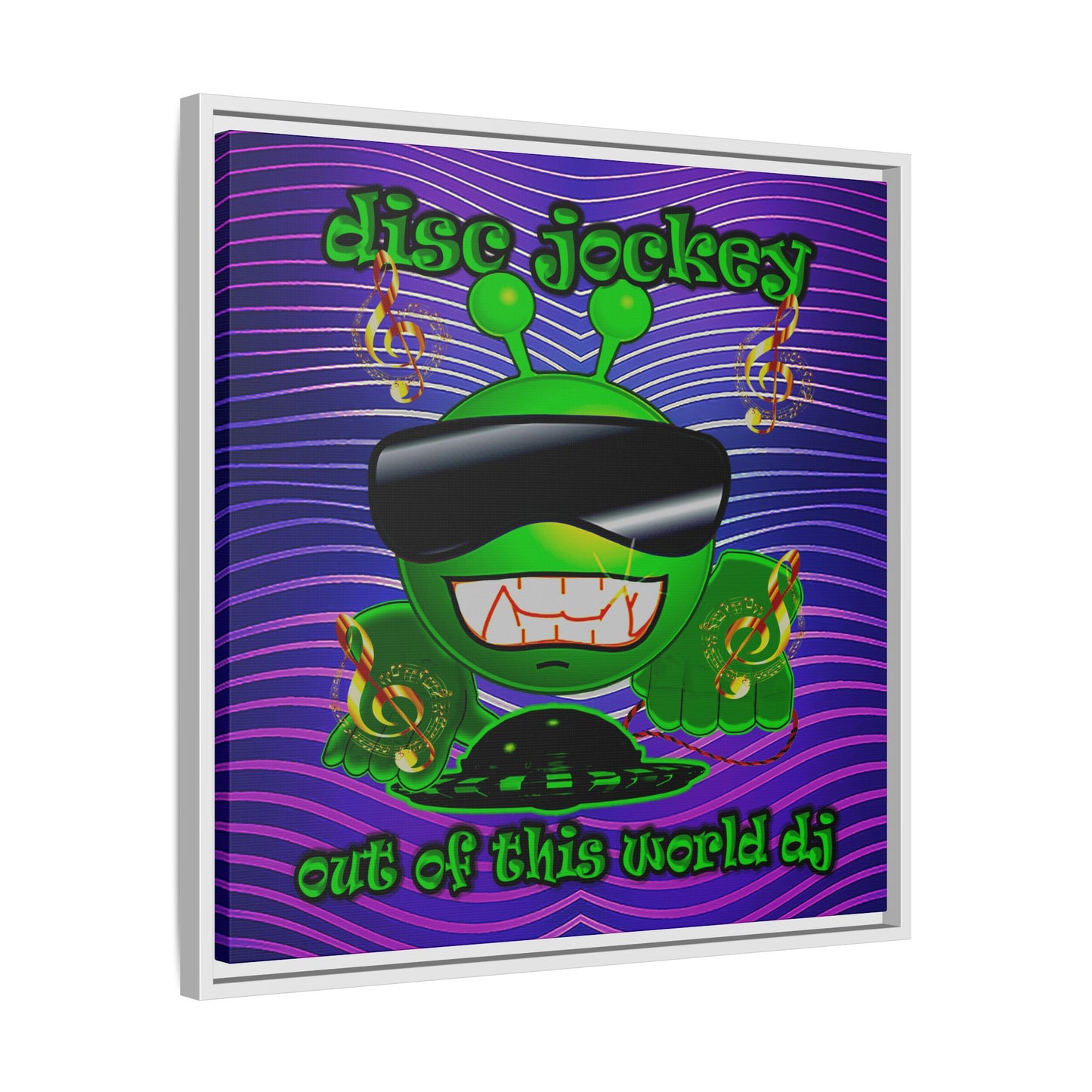 disc jockey - framed canvas art (purple wave)
