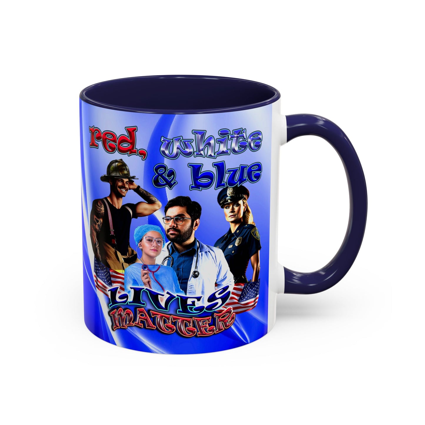 rw&b lives matter - Accent Mug (blue-white wave)