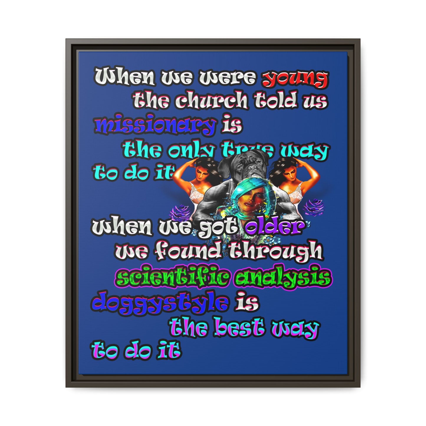 doggystyle - framed canvas art (dark blue)