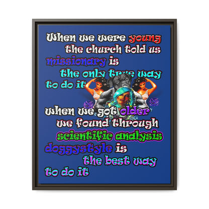 doggystyle - framed canvas art (dark blue)