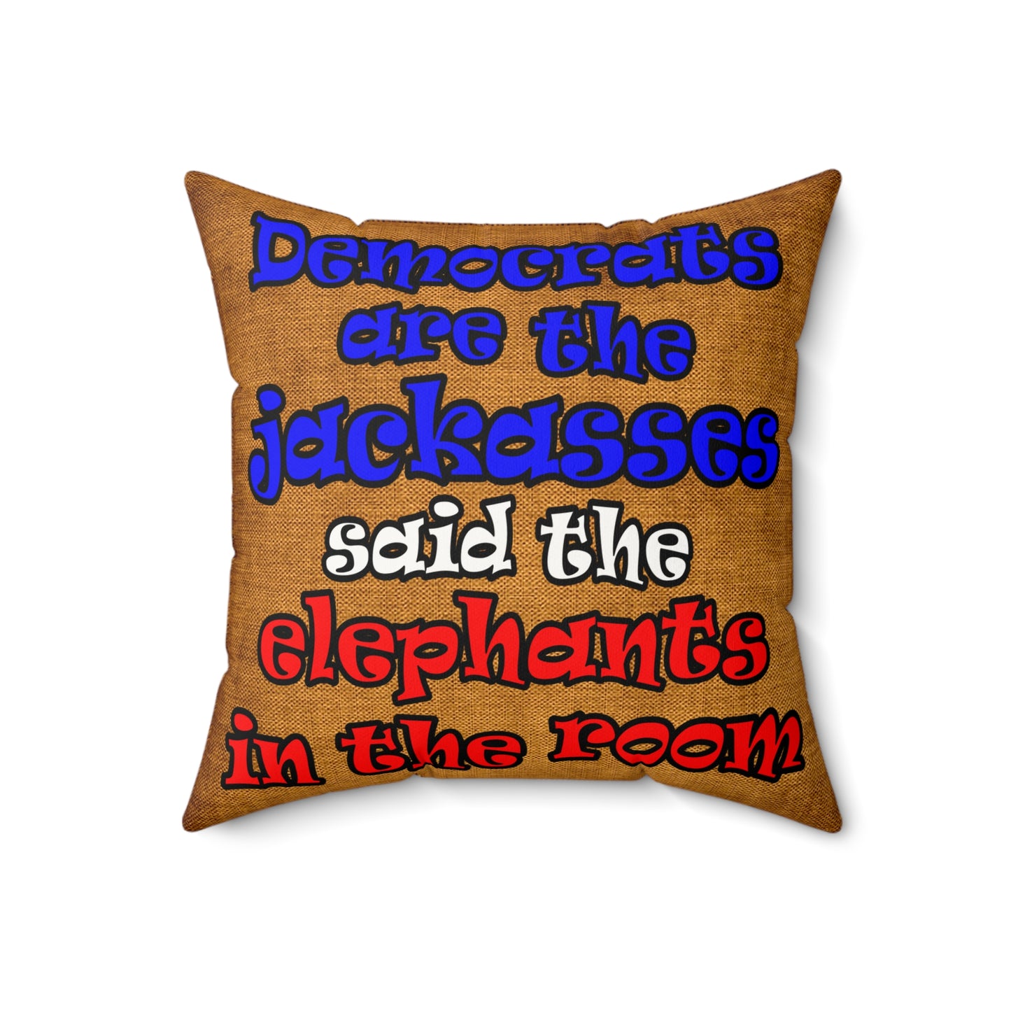 donkeys and elephants - Faux Suede Square Pillow - (dichromatic brown papyrus)