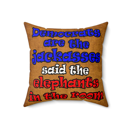 donkeys and elephants - Faux Suede Square Pillow - (dichromatic brown papyrus)