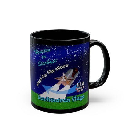 shoot for the stars - Black Mug ('snoops' background)