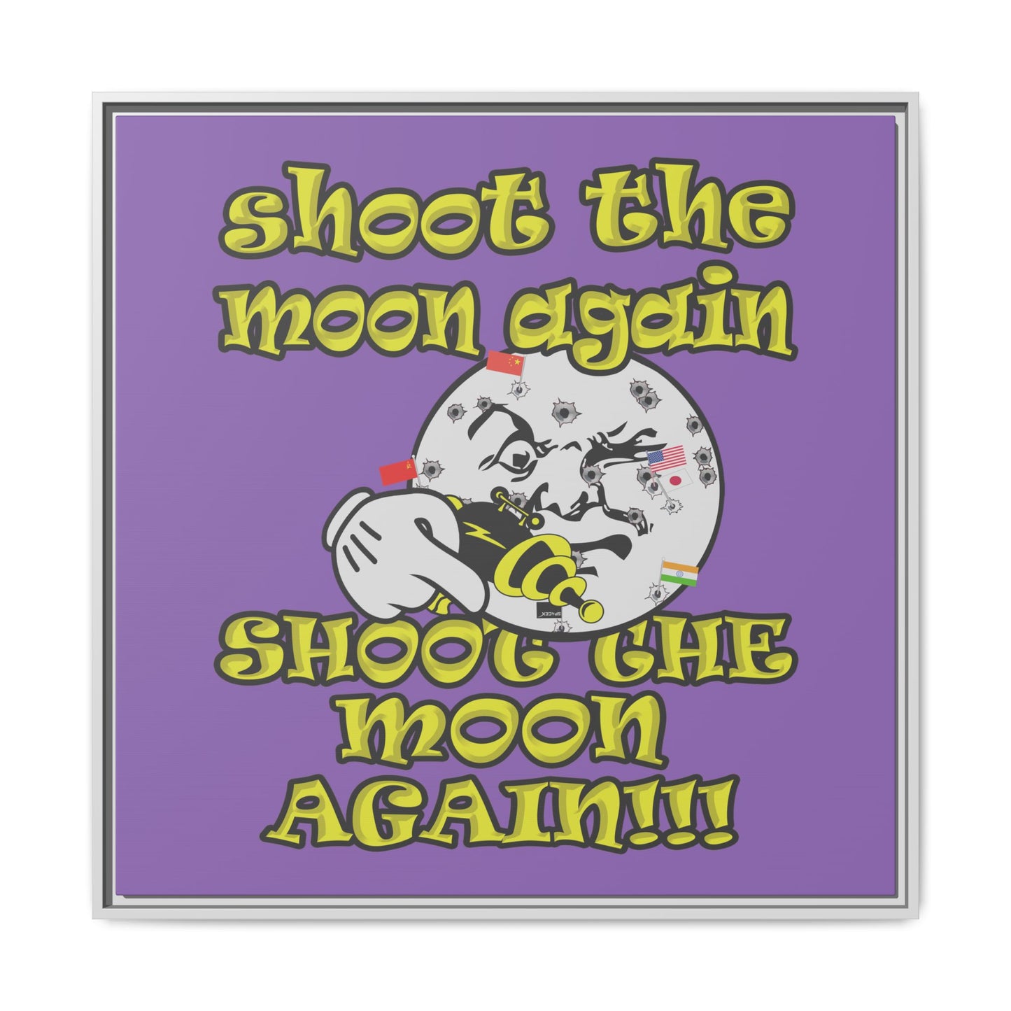 shoot the moon again - framed canvas art (light purple)