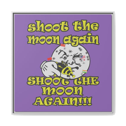 shoot the moon again - framed canvas art (light purple)