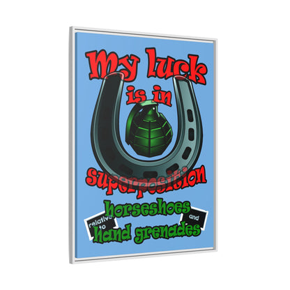 my luck - framed canvas art (light blue)