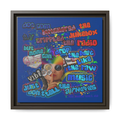 drop the beat - framed canvas art (dark blue)