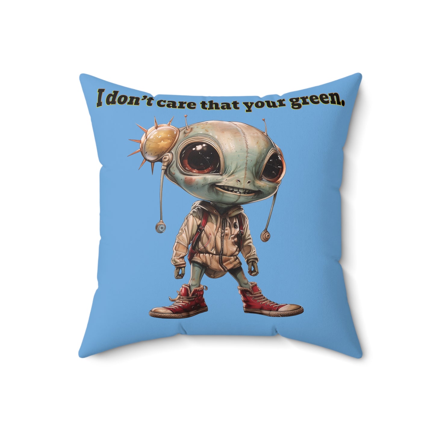 I don't care that your grey - Faux Suede Square Pillow - (light blue)
