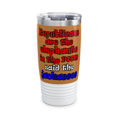 donkeys and elephants - Ringneck Tumbler, 20oz (light brown)