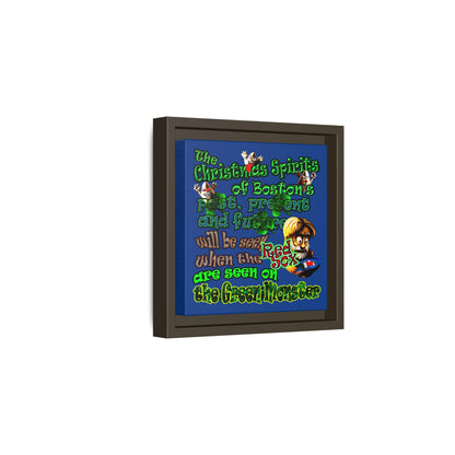 christmas spirits of boston - framed canvas art (dark blue)