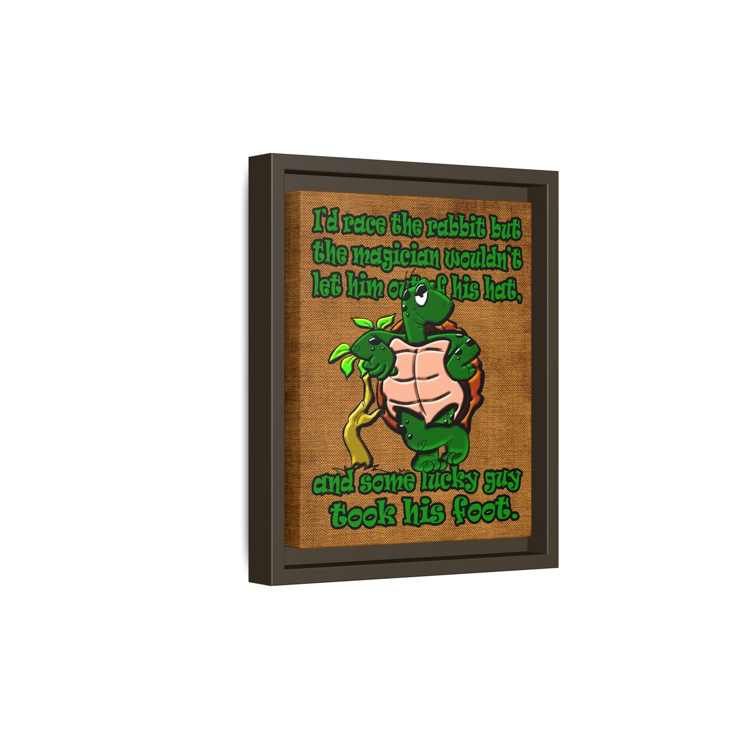 turtle race - framed canvas art (brown papyrus)