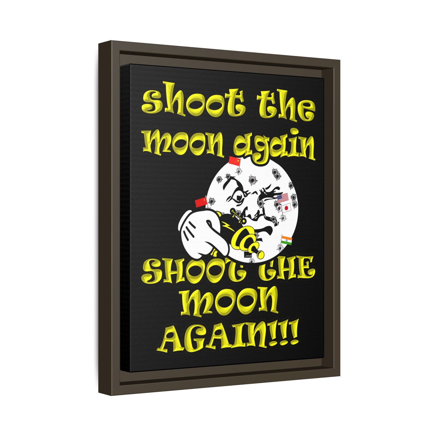 shoot the moon again - framed canvas art (black)