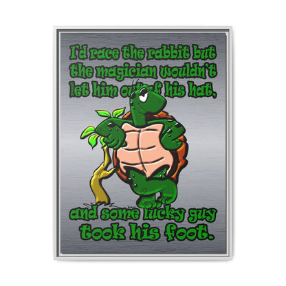 turtle race - framed canvas art (brushed nickel)