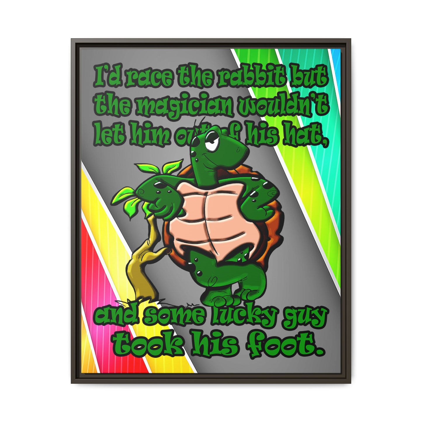 turtle race - framed canvas art (rainbow split)