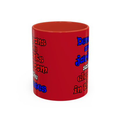donkeys and elephants - Accent Mug (dark red)