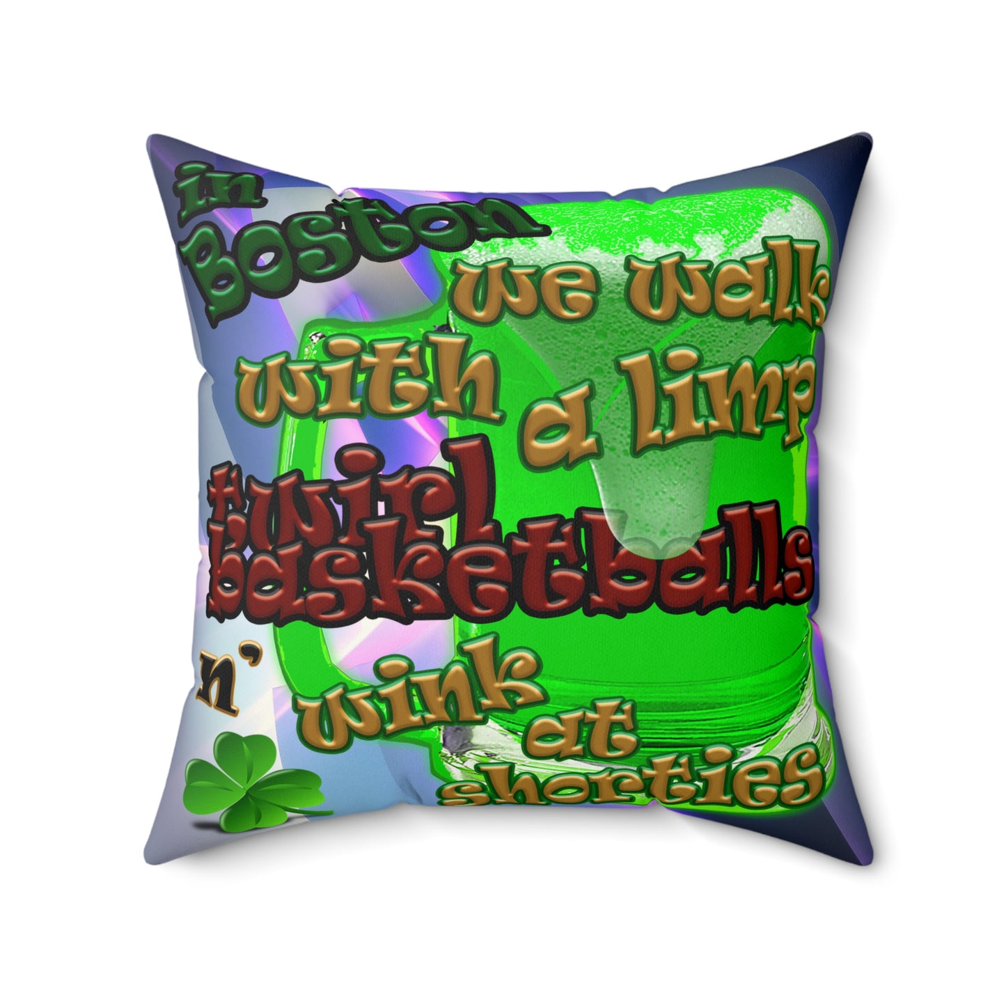 celtics logo - Faux Suede Square Pillow - (grey-pink wave)