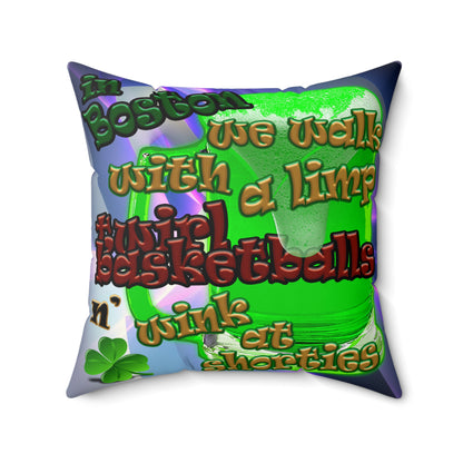 celtics logo - Faux Suede Square Pillow - (grey-pink wave)