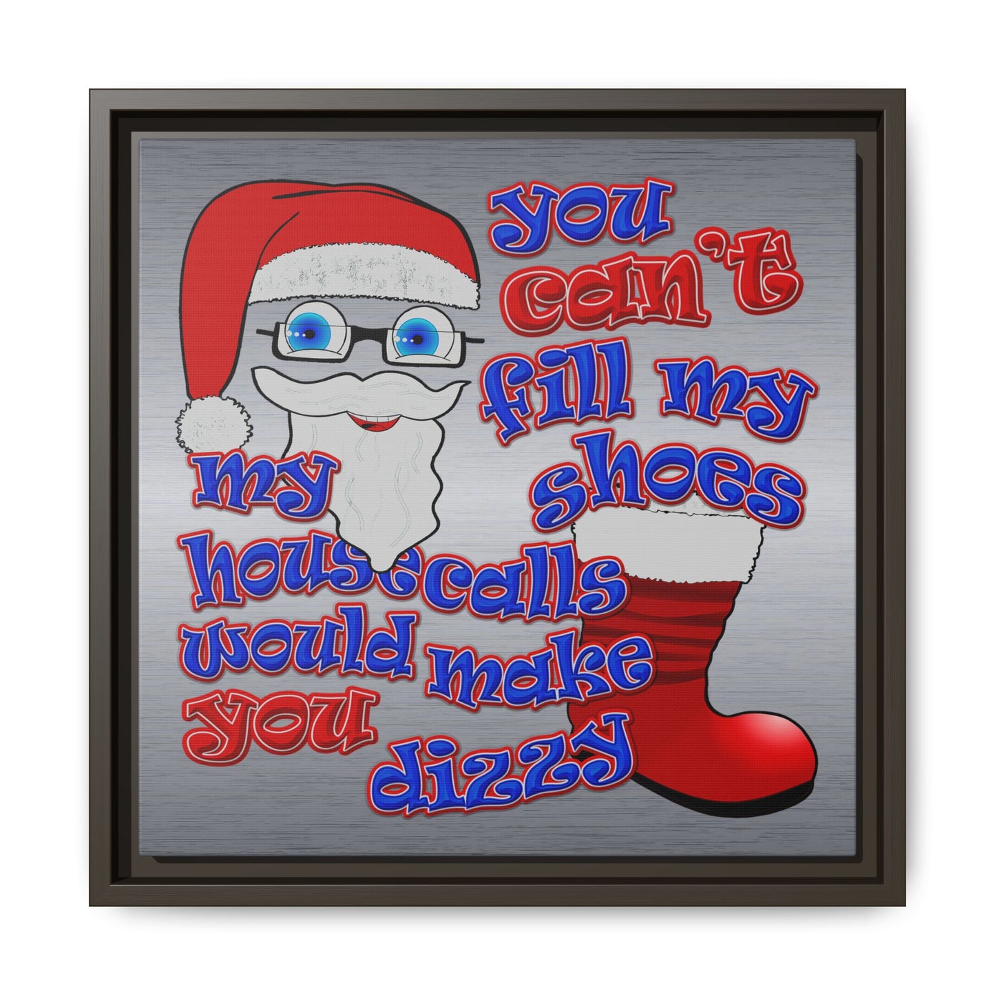 santa's shoes - framed canvas art (brushed nickel)