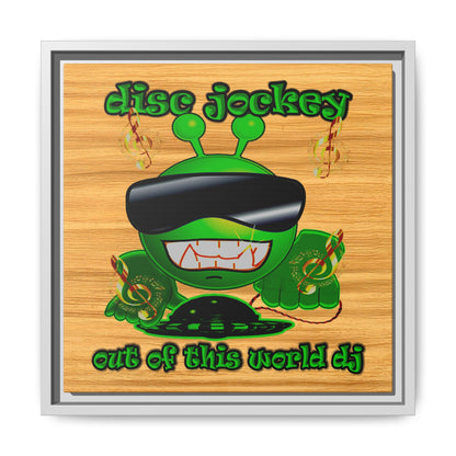disc jockey - framed canvas art (butterscotch wood finish)