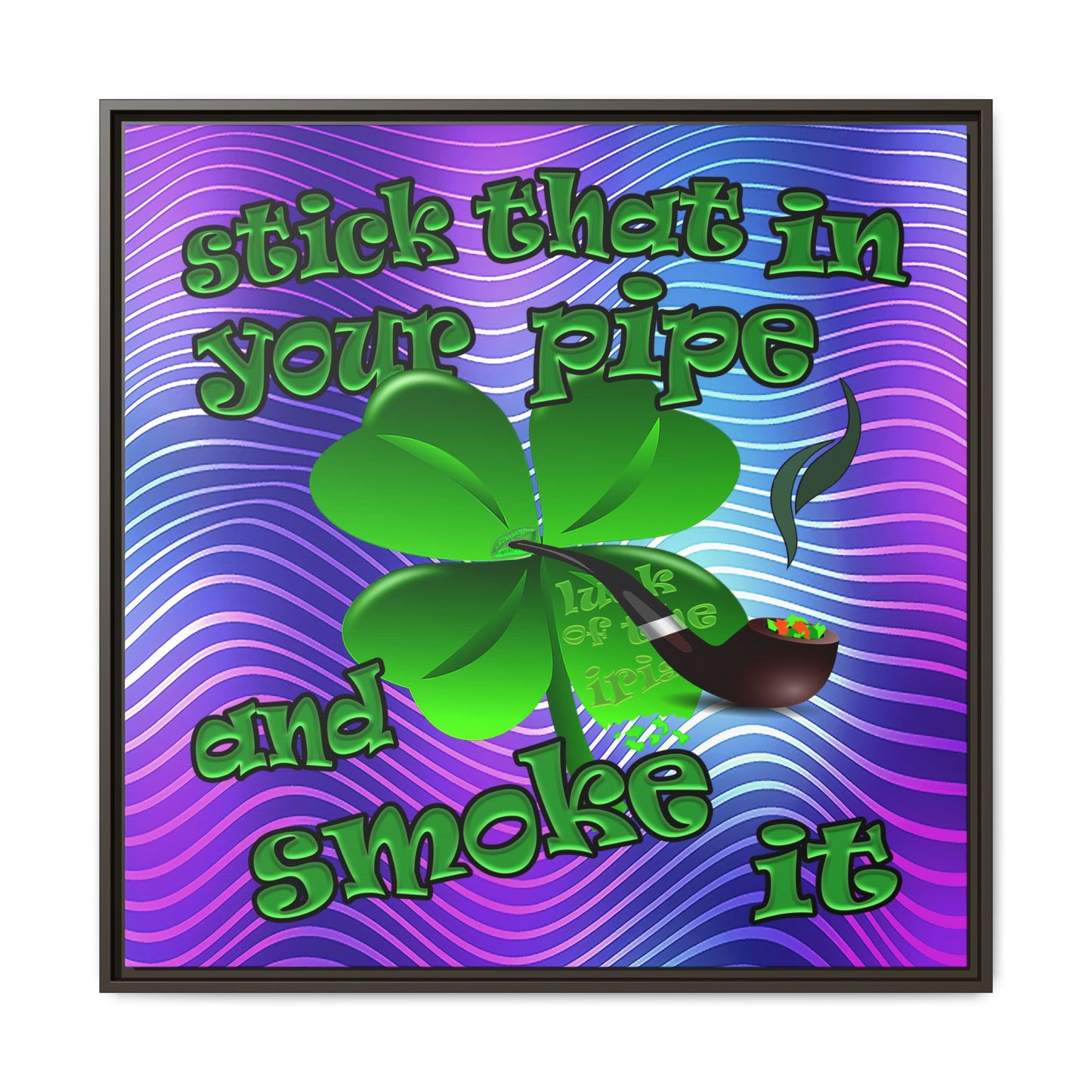 stick that in your pipe and smoke it - framed canvas art (purple wave)
