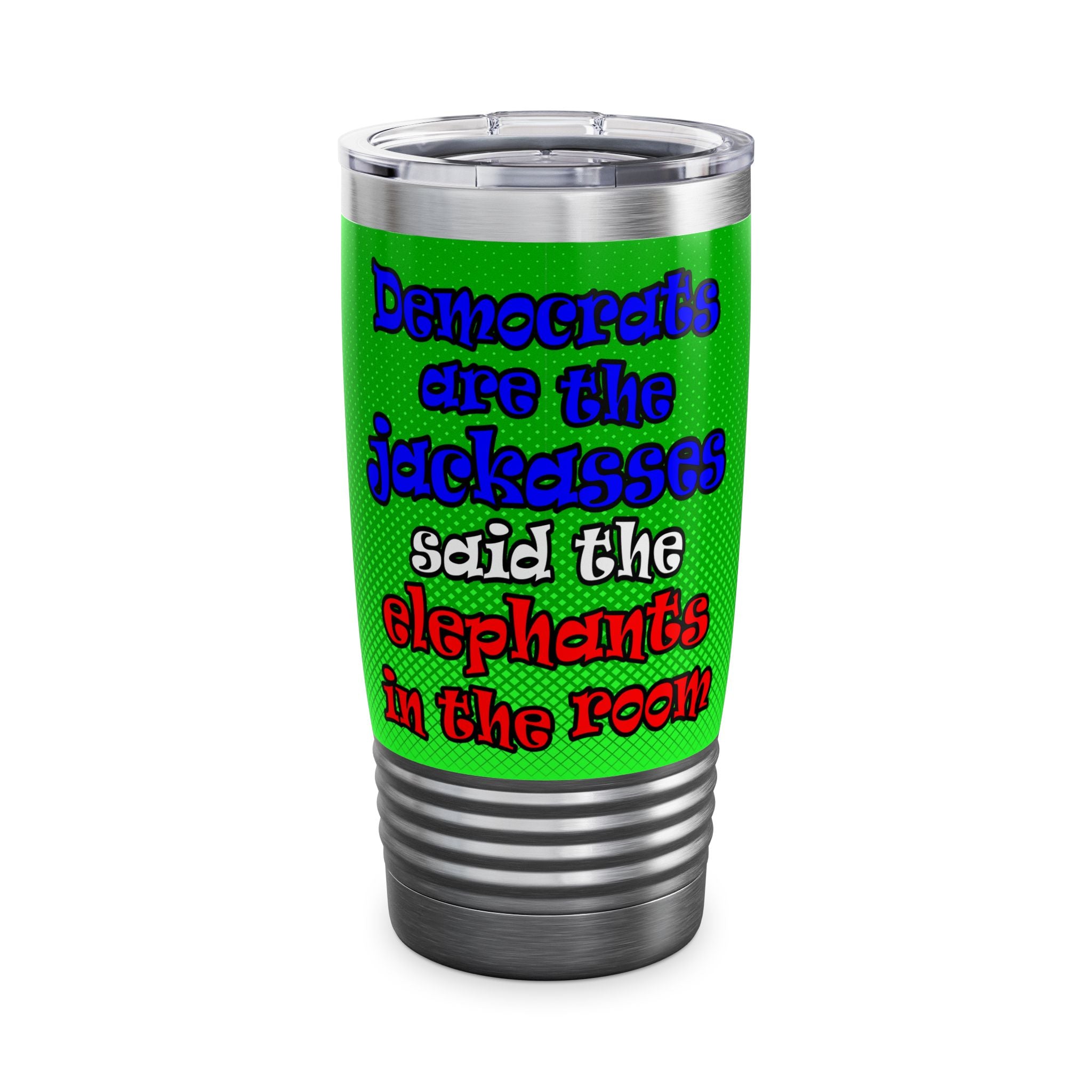 donkeys and elephants - Ringneck Tumbler, 20oz (logo green)