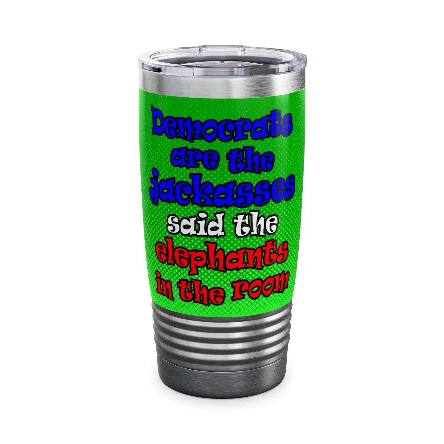 donkeys and elephants - Ringneck Tumbler, 20oz (logo green)