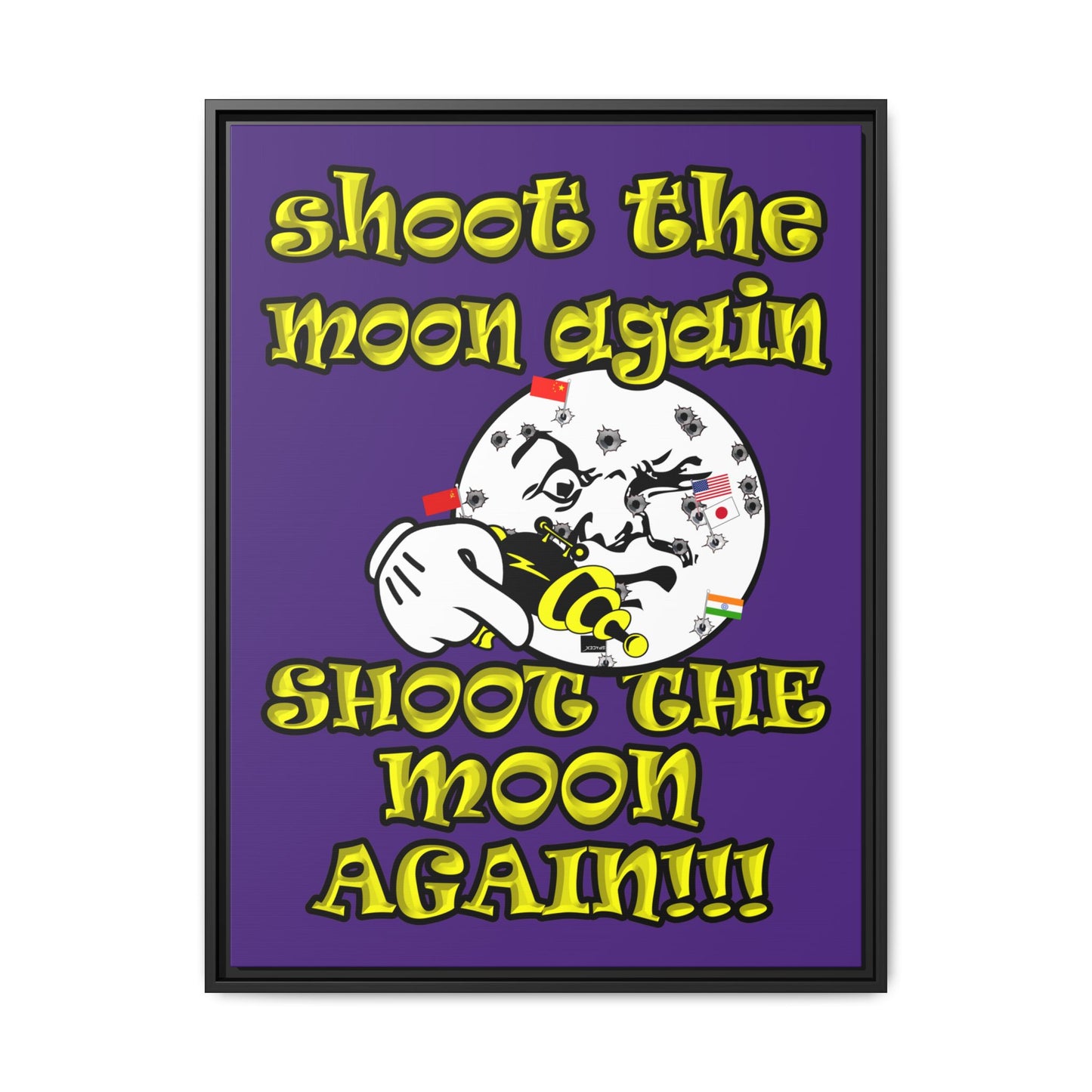 shoot the moon again - framed canvas art (purple)